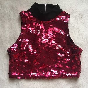 ASOS Heart Sequin Crop Top